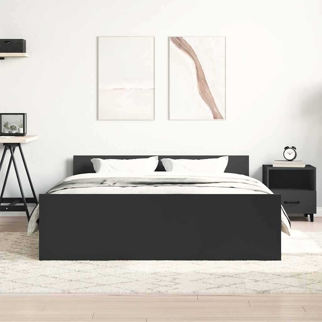 fekete ágykeret fej- és lábtámlával 120 x 200 cm