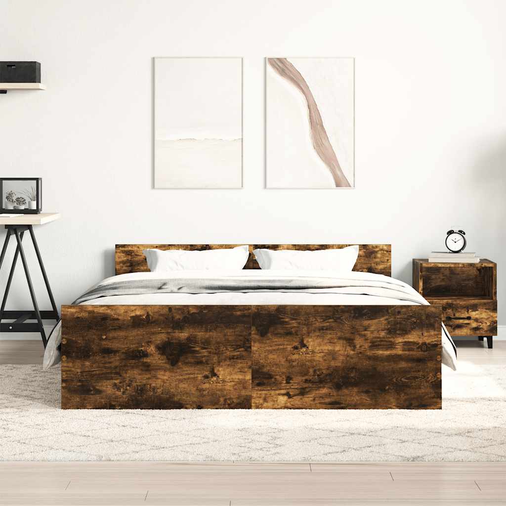 füstös tölgy színű ágykeret fej- és lábtámlával 120 x 200 cm