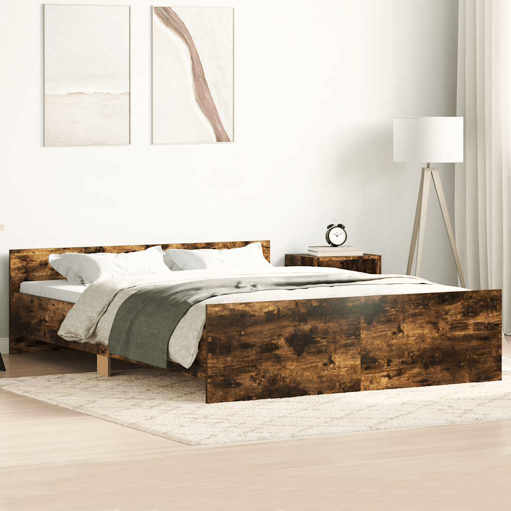 füstös tölgy színű ágykeret fej- és lábtámlával 120 x 200 cm