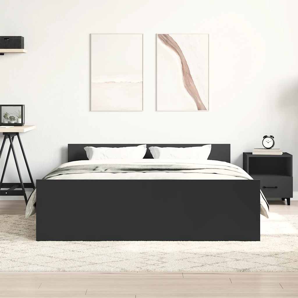 fekete ágykeret fej- és lábtámlával 120 x 190 cm