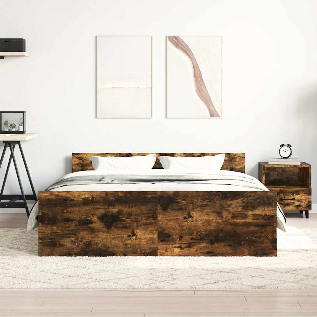 füstös tölgy színű ágykeret fej- és lábtámlával 120 x 190 cm