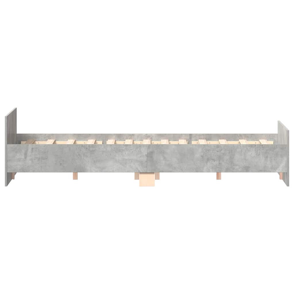 betonszürke ágykeret fej- és lábtámlával 140 x 190 cm
