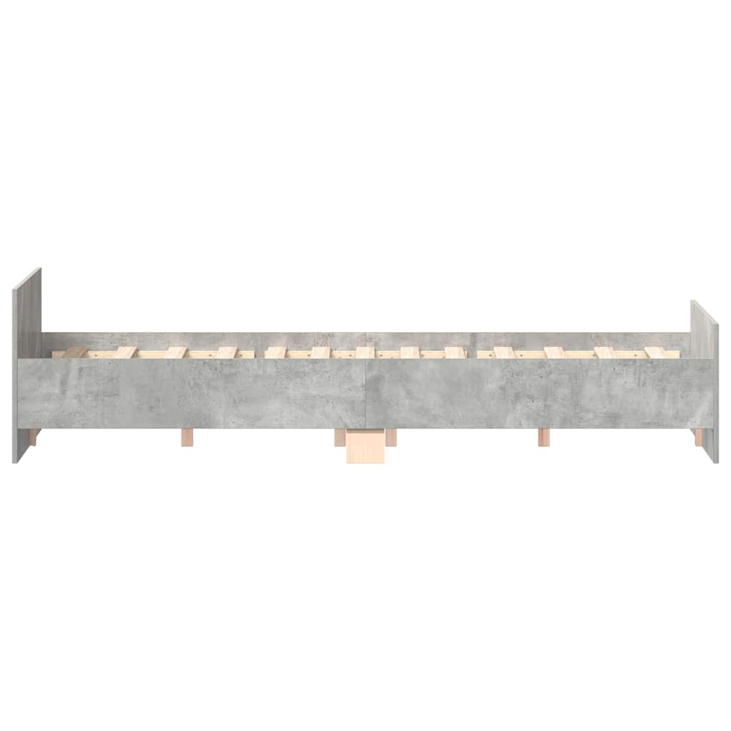 betonszürke ágykeret fej- és lábtámlával 135 x 190 cm