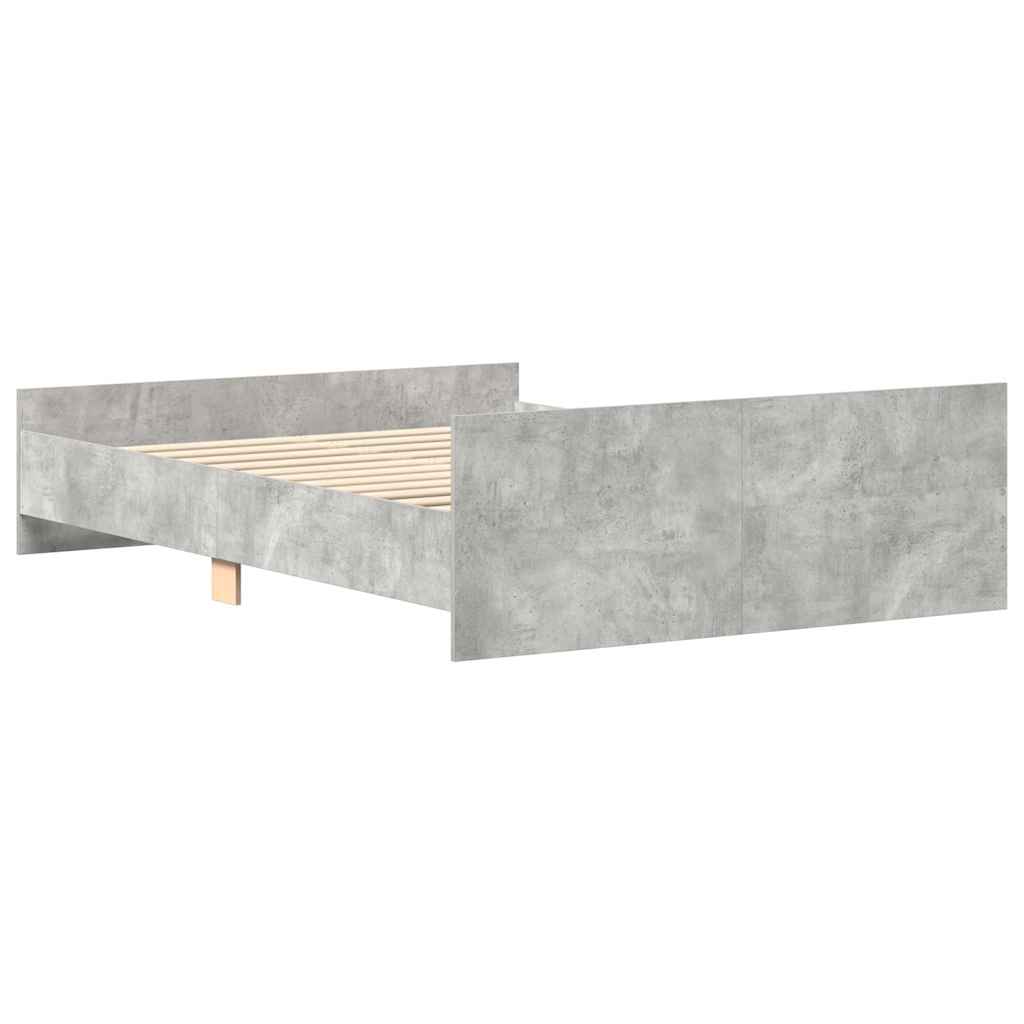 betonszürke ágykeret fej- és lábtámlával 135 x 190 cm