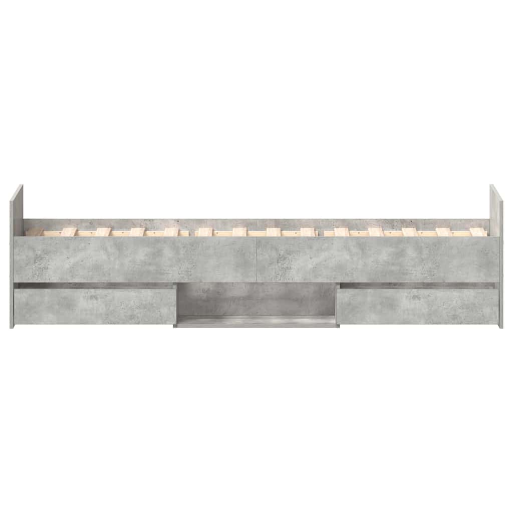 betonszürke ágykeret fej- és lábtámlával 100 x 200 cm