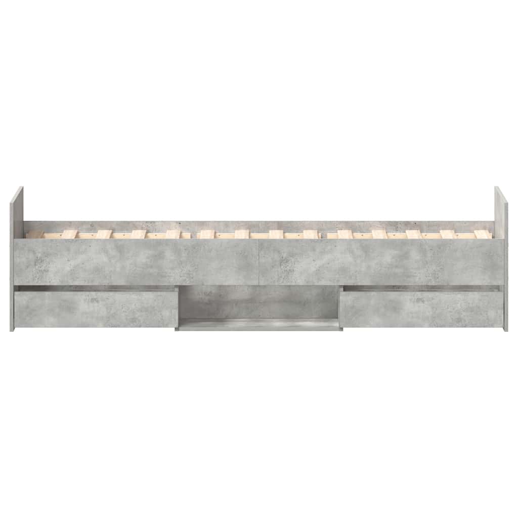 betonszürke ágykeret fej- és lábtámlával 90 x 190 cm
