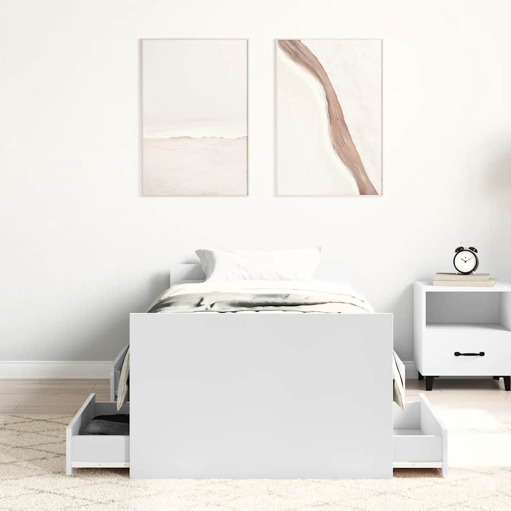 fehér ágykeret fej- és lábtámlával 75 x 190 cm