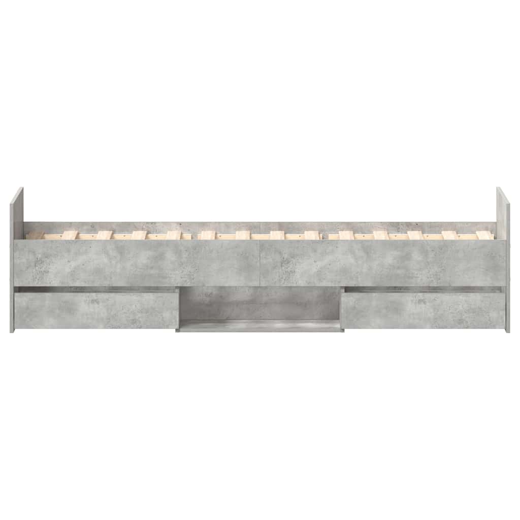 betonszürke ágykeret fej- és lábtámlával 75 x 190 cm