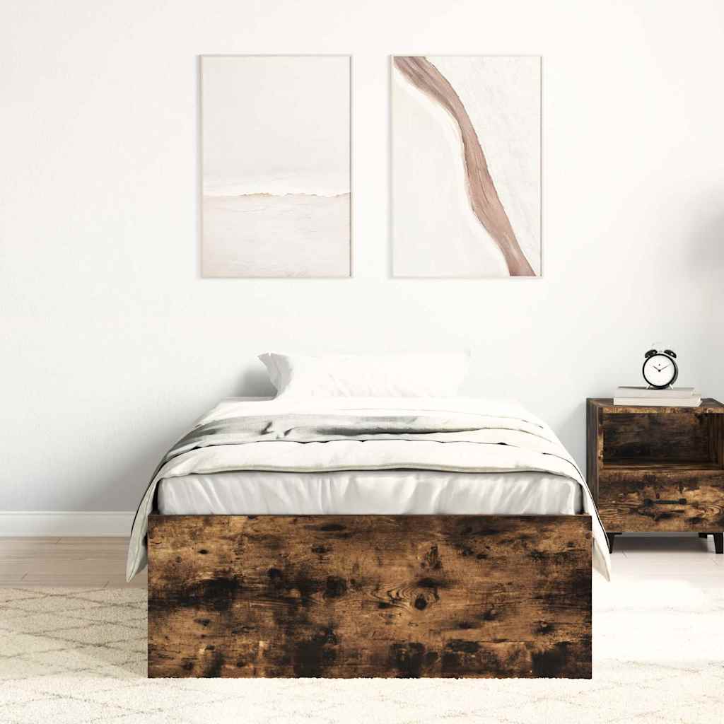 füstös tölgyszínű ágykeret 90 x 200 cm
