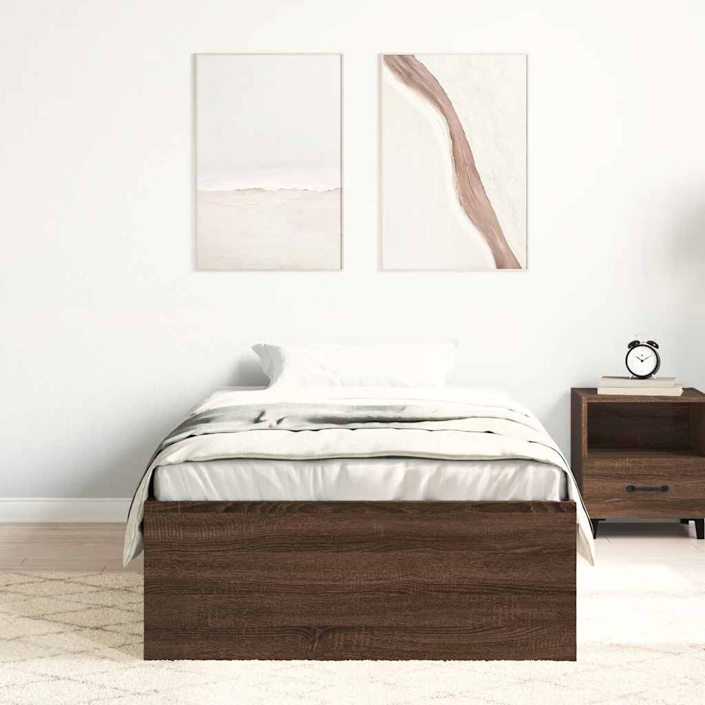 barna tölgyszínű ágykeret 90 x 200 cm