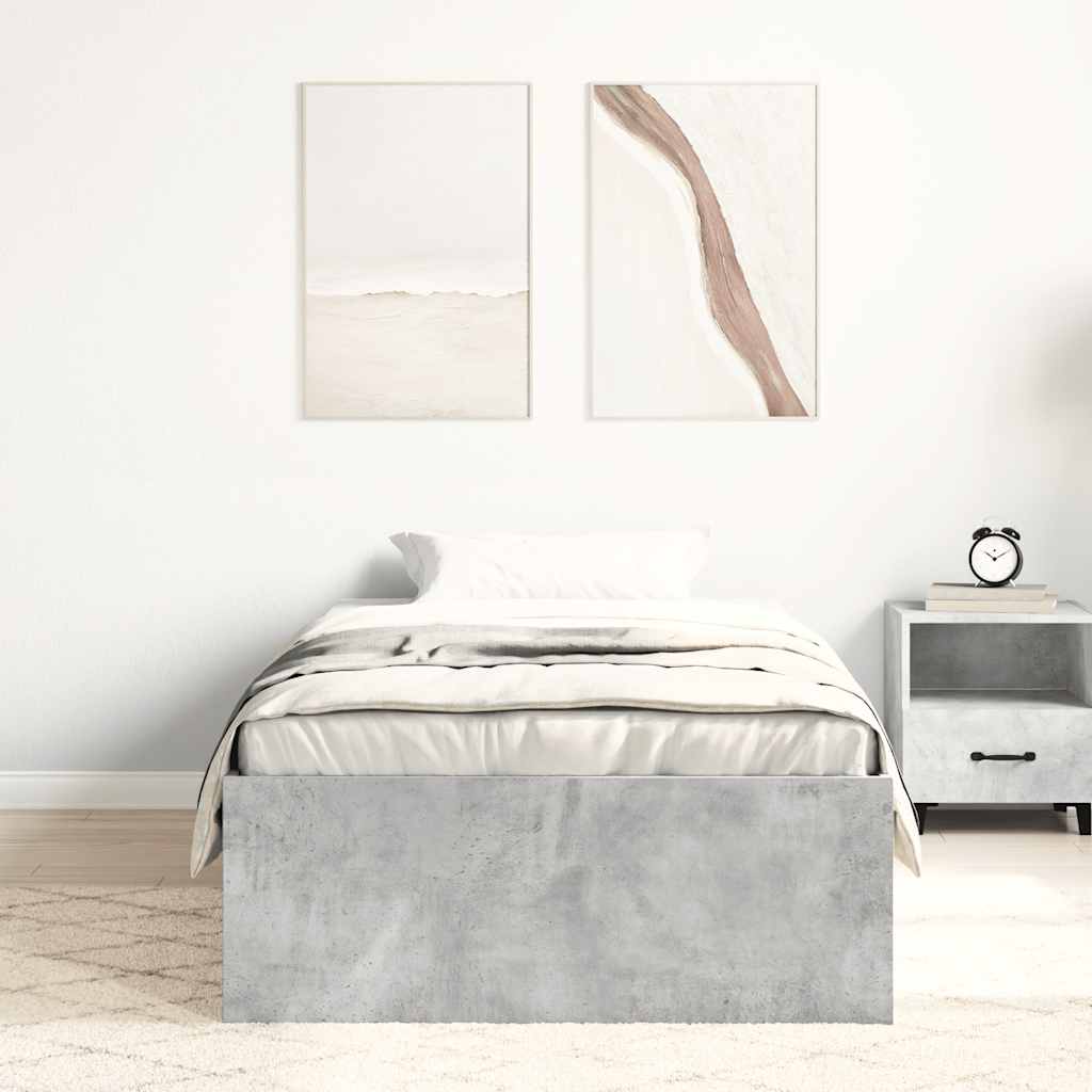 betonszürke ágykeret 90 x 190 cm