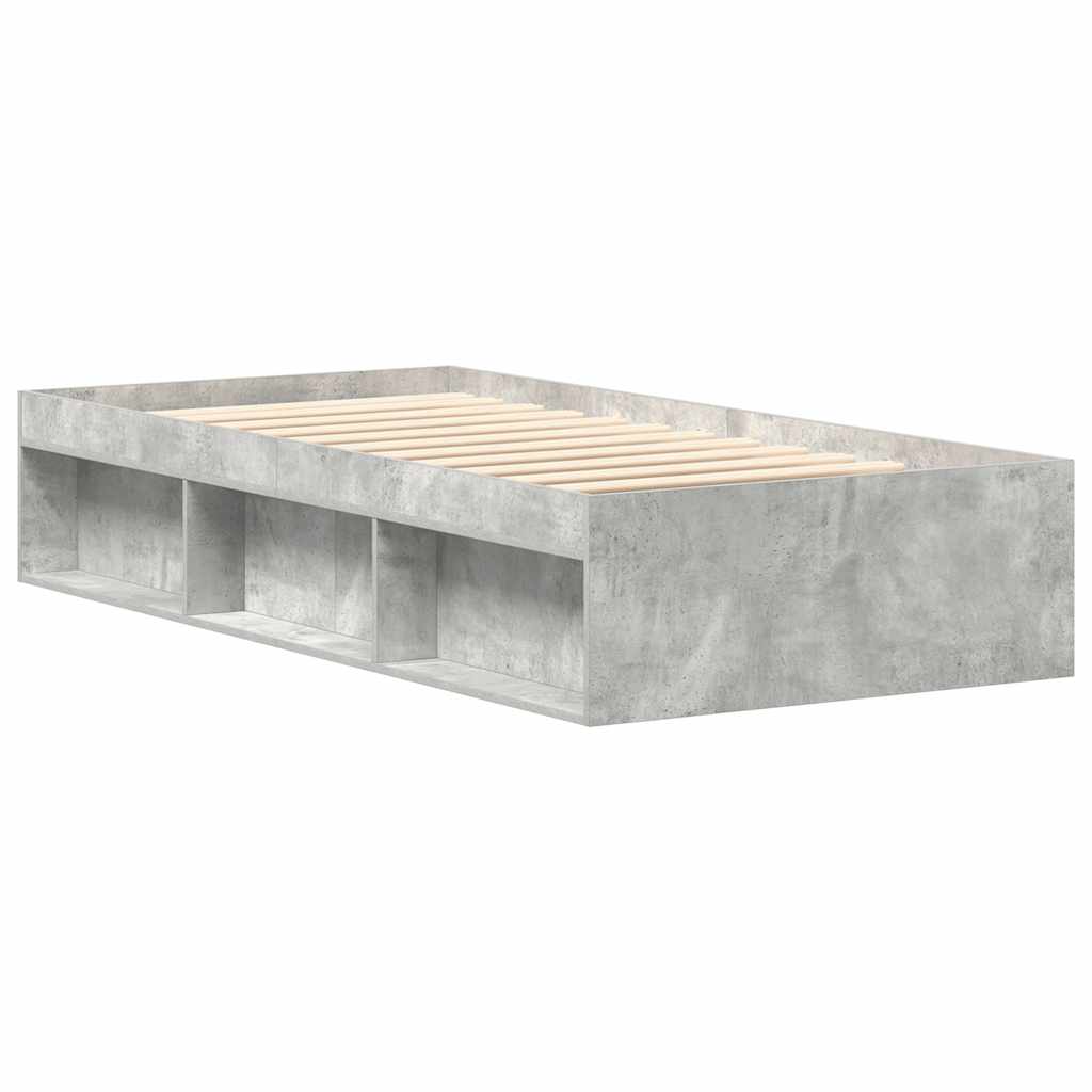 betonszürke kisméretű egyszemélyes ágykeret 75 x 190 cm