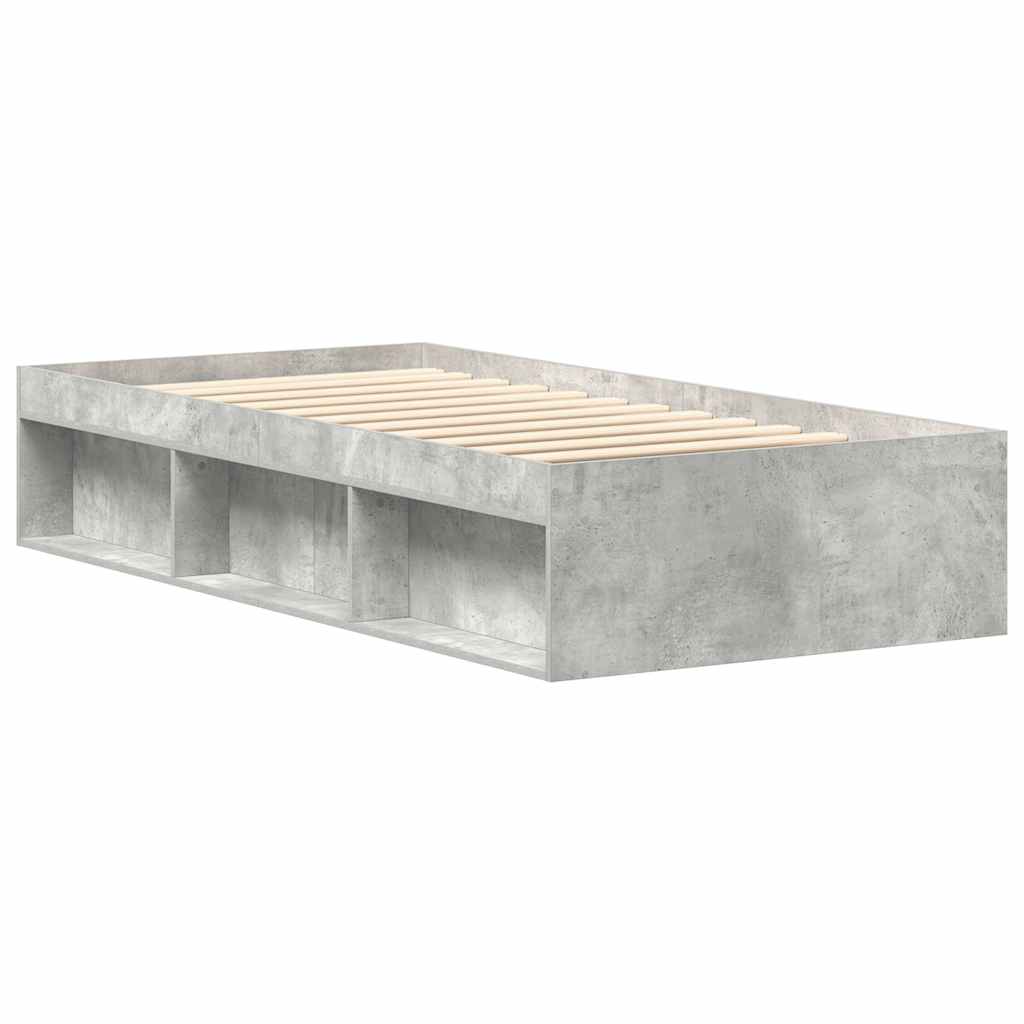 betonszürke kisméretű egyszemélyes ágykeret 75 x 190 cm