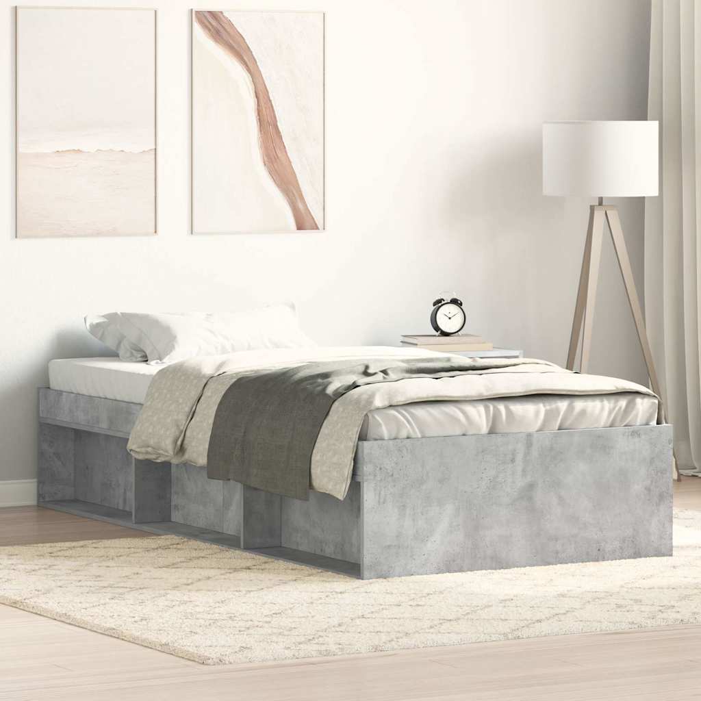 betonszürke kisméretű egyszemélyes ágykeret 75 x 190 cm