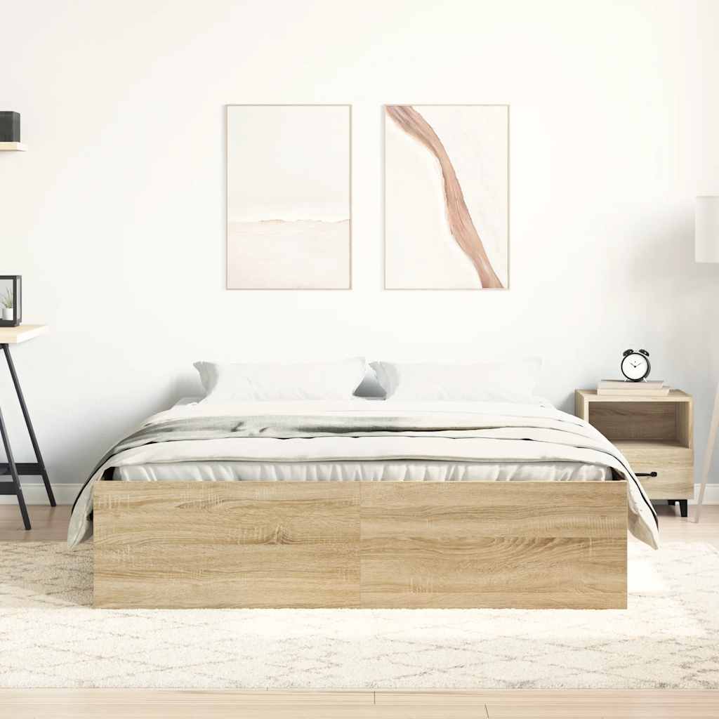 sonoma tölgy színű king size ágykeret 150 x 200 cm