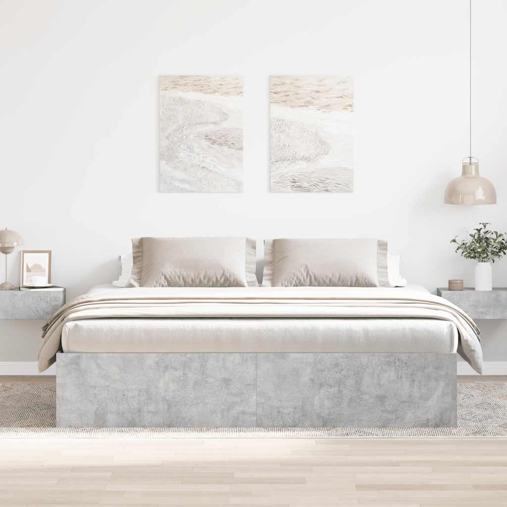 betonszürke ágykeret 200 x 200 cm