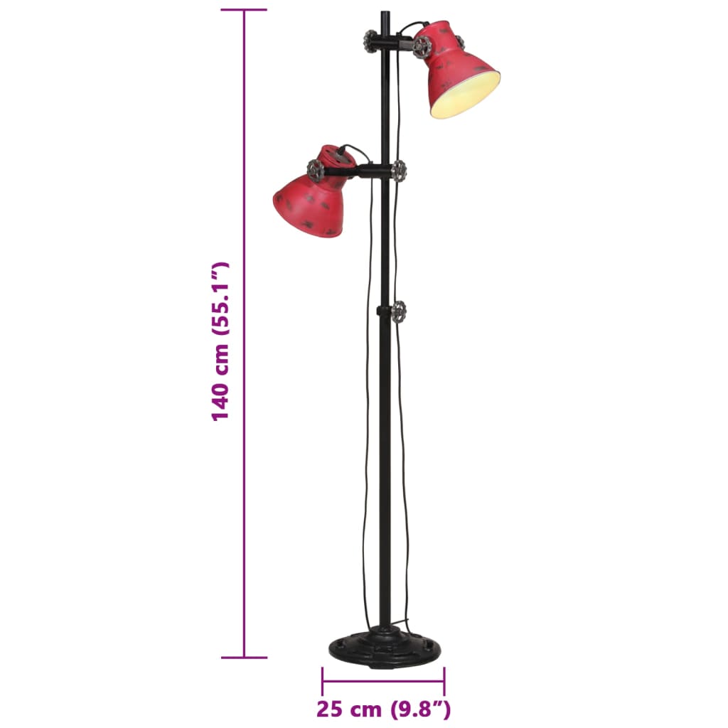 kopott piros fali lámpa 25 W 25x25x90/140 cm E27