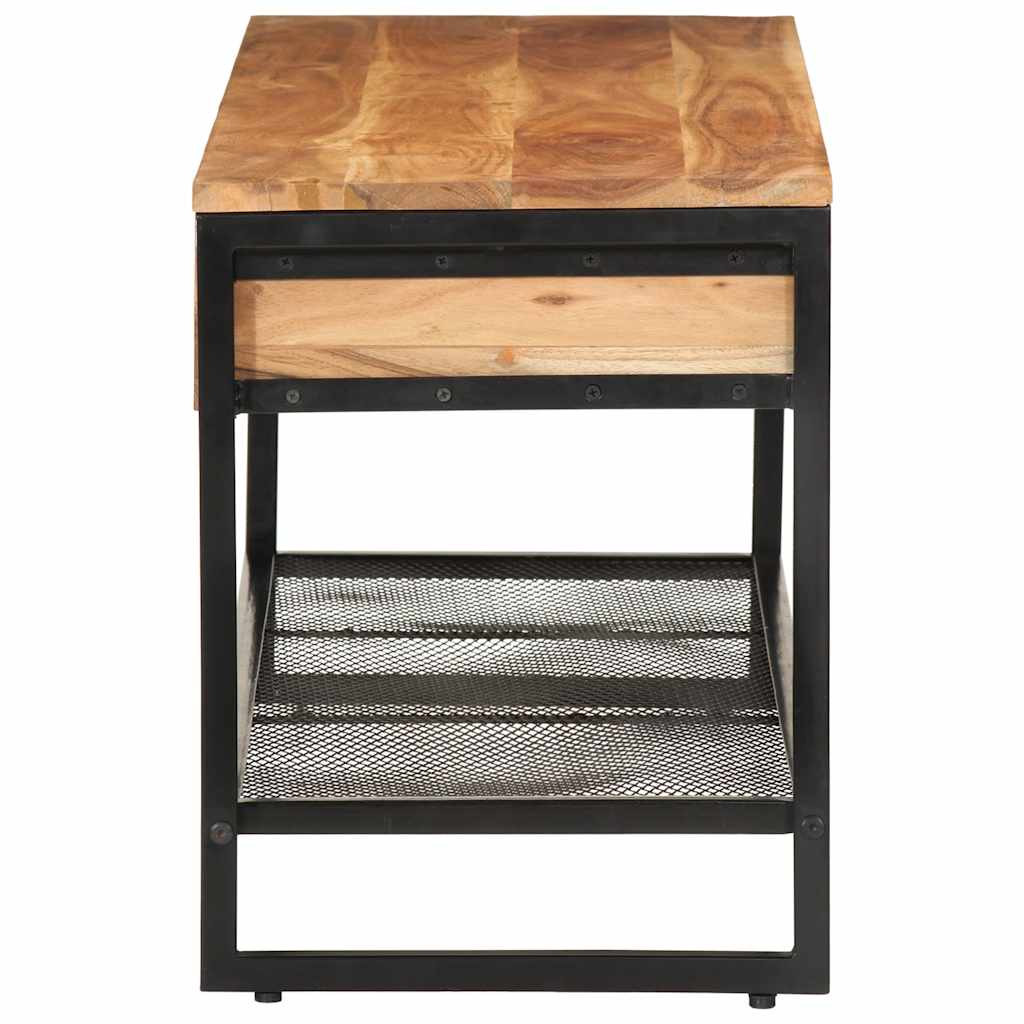 tömör akácfa és vas cipőpad 110 x 35 x 45 cm