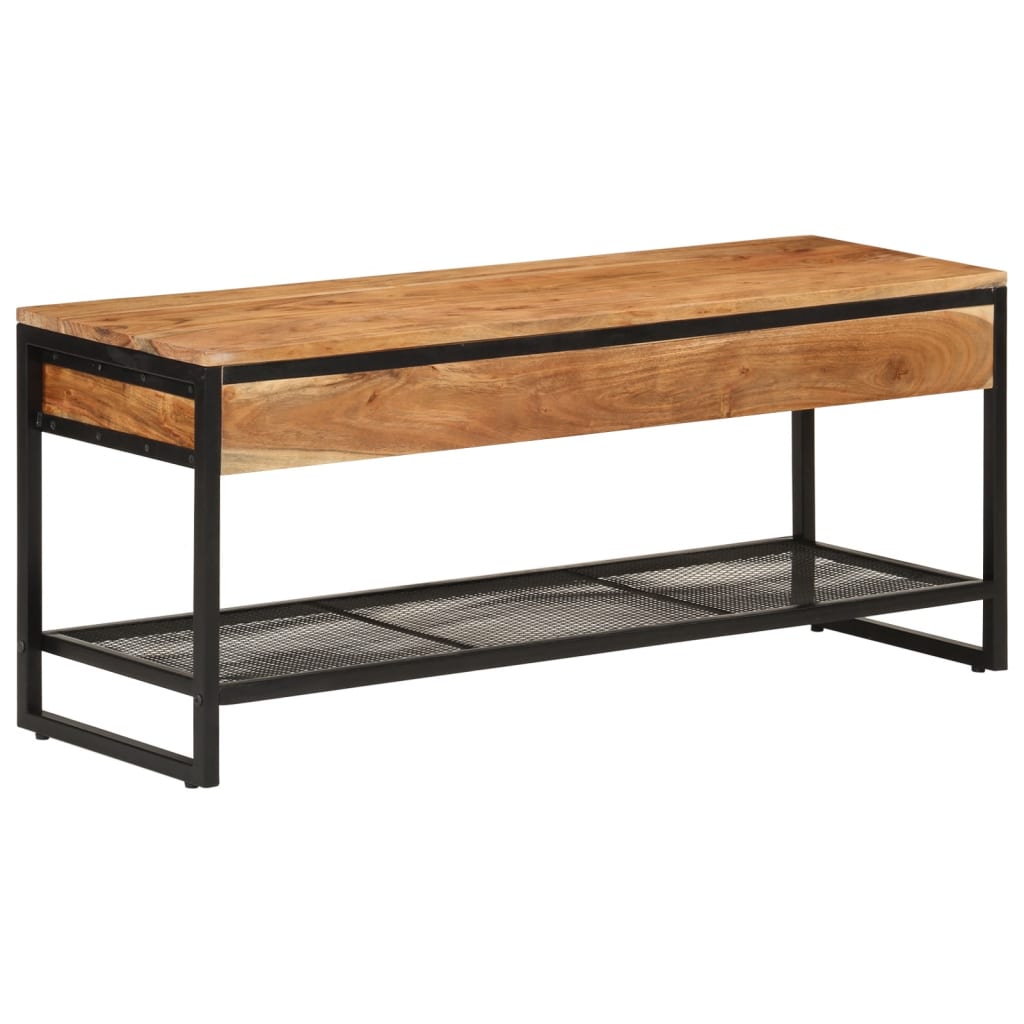 tömör akácfa és vas cipőpad 110 x 35 x 45 cm