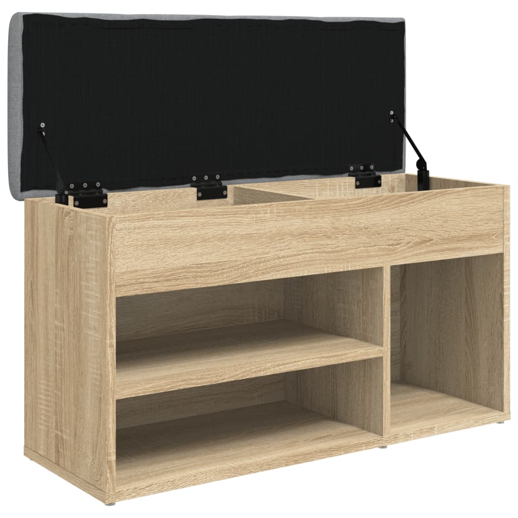 sonoma tölgy színű szerelt fa cipőtároló pad 82 x 32 x 45,5 cm