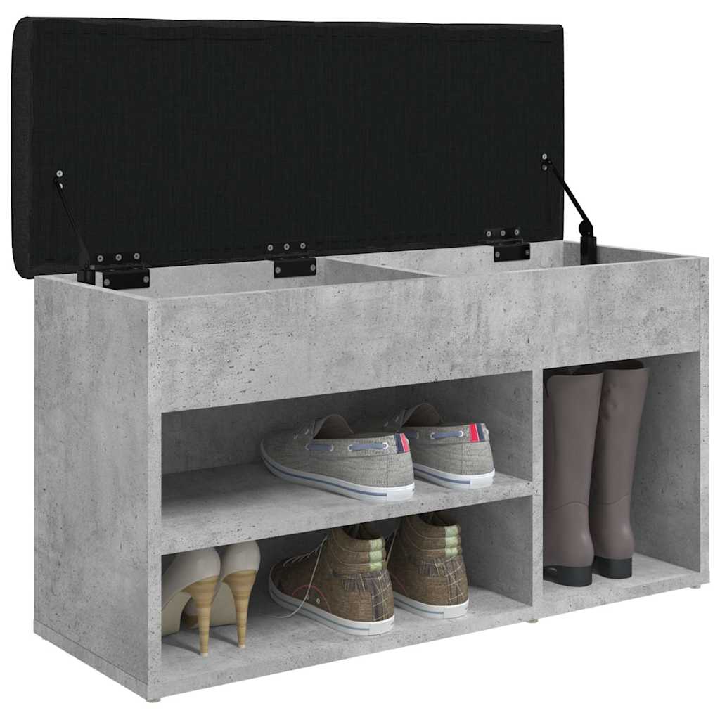 betonszürke szerelt fa cipőtároló pad 82 x 32 x 45,5 cm