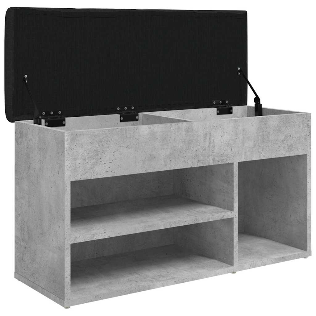betonszürke szerelt fa cipőtároló pad 82 x 32 x 45,5 cm