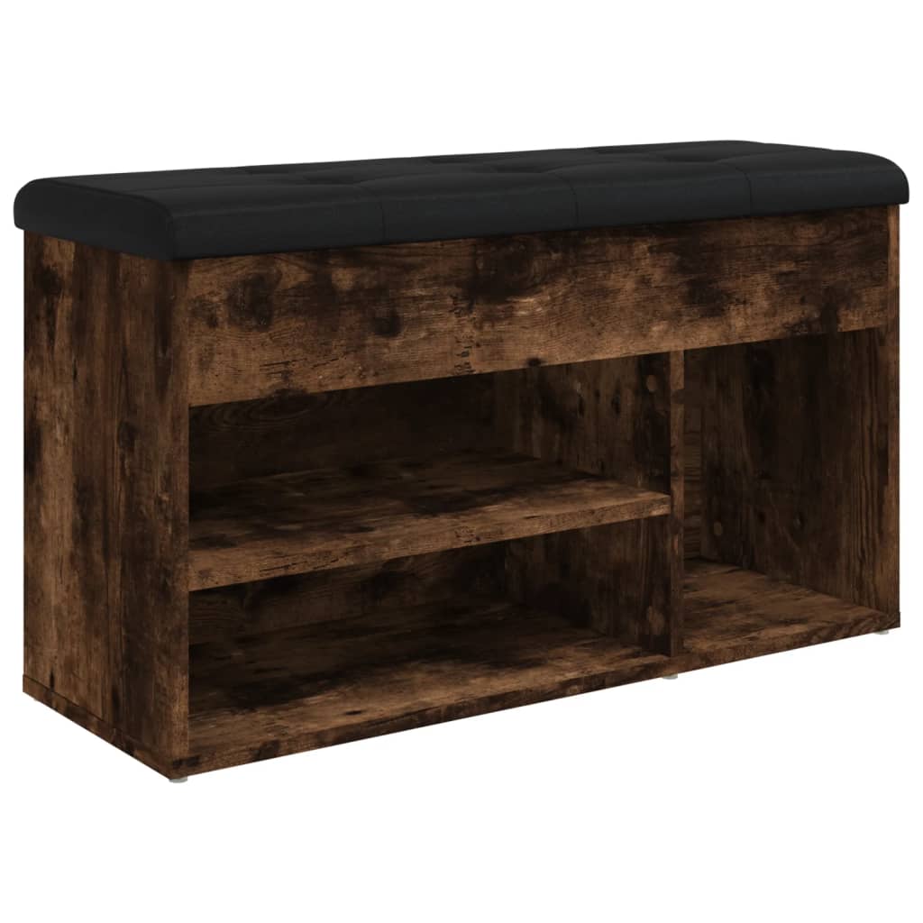 füstös tölgy színű szerelt fa cipőtároló pad 82 x 32 x 45,5 cm