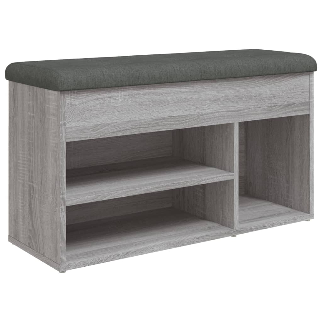 szürke sonoma színű szerelt fa cipőtároló pad 82 x 32 x 45,5 cm