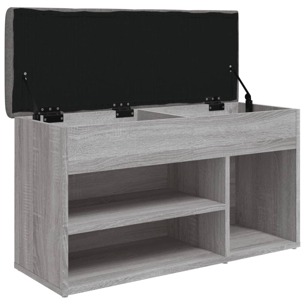 szürke sonoma színű szerelt fa cipőtároló pad 82 x 32 x 45,5 cm