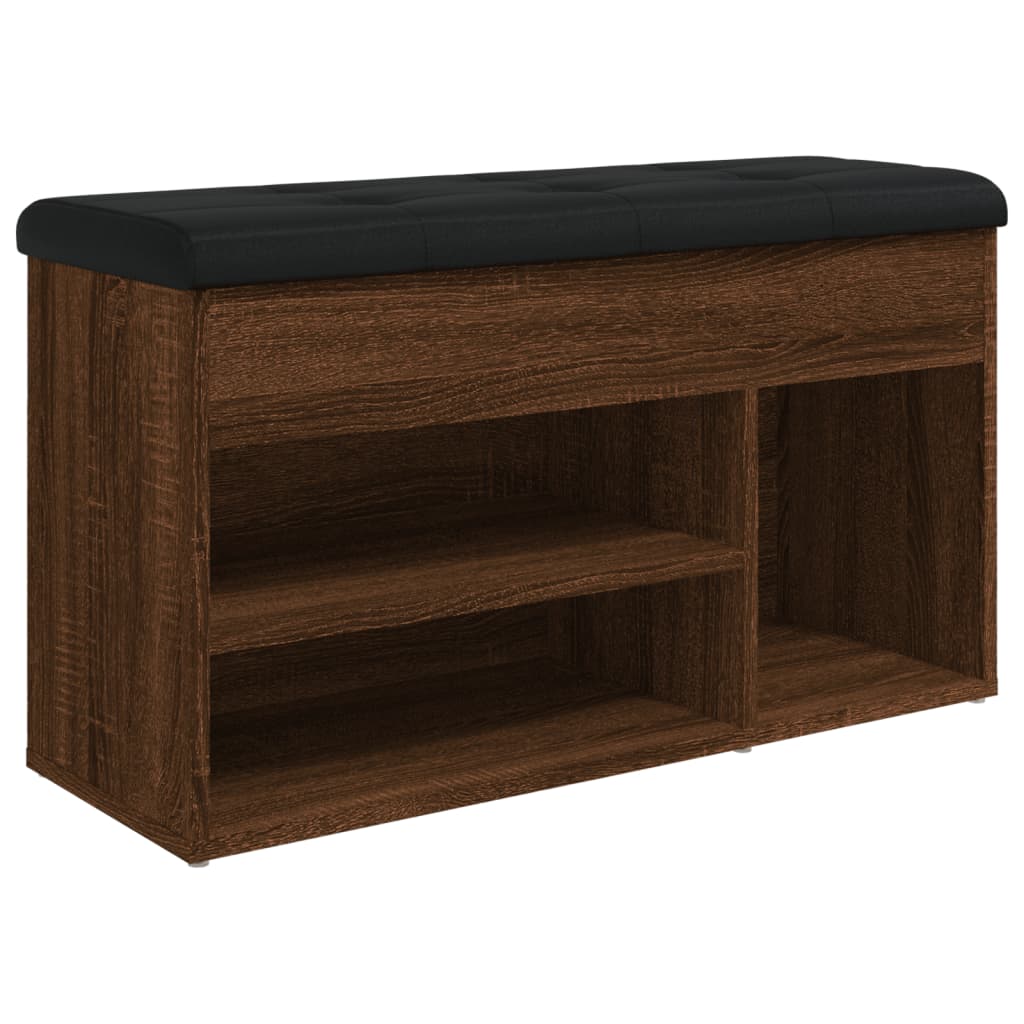 barna tölgy színű szerelt fa cipőtároló pad 82 x 32 x 45,5 cm