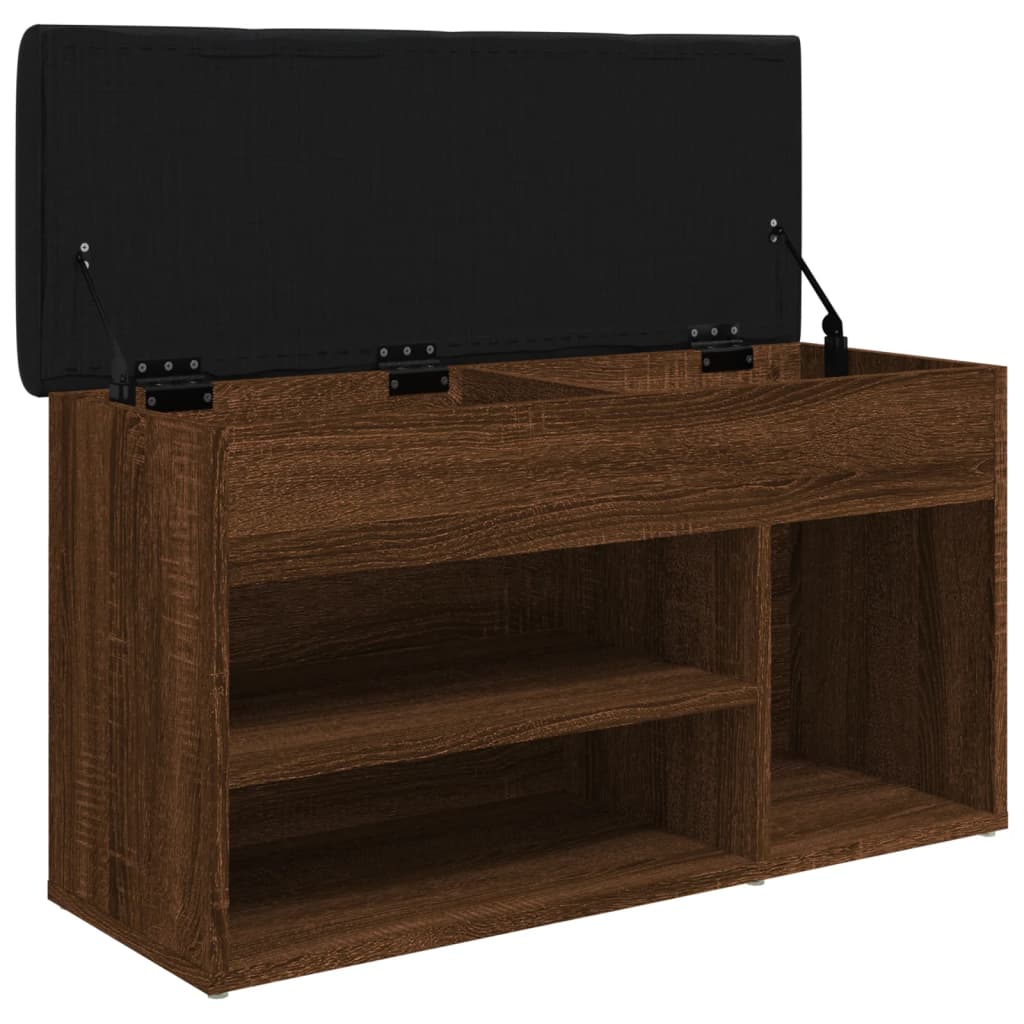 barna tölgy színű szerelt fa cipőtároló pad 82 x 32 x 45,5 cm