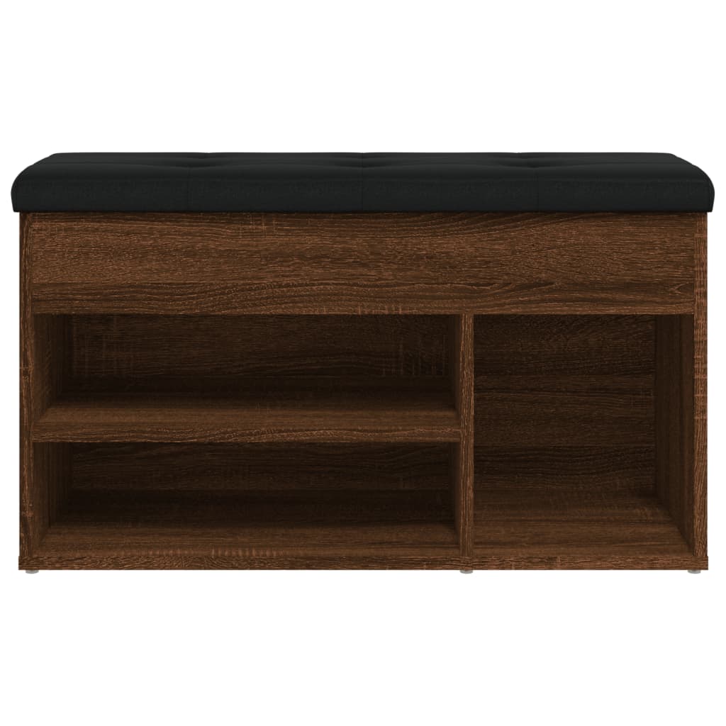 barna tölgy színű szerelt fa cipőtároló pad 82 x 32 x 45,5 cm