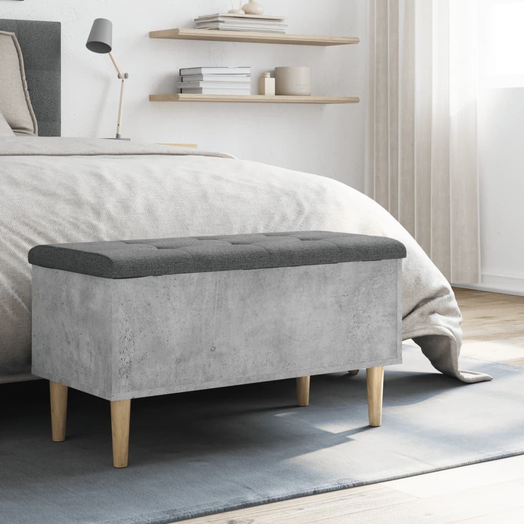 betonszürke szerelt fa tárolópad 82x42x46 cm