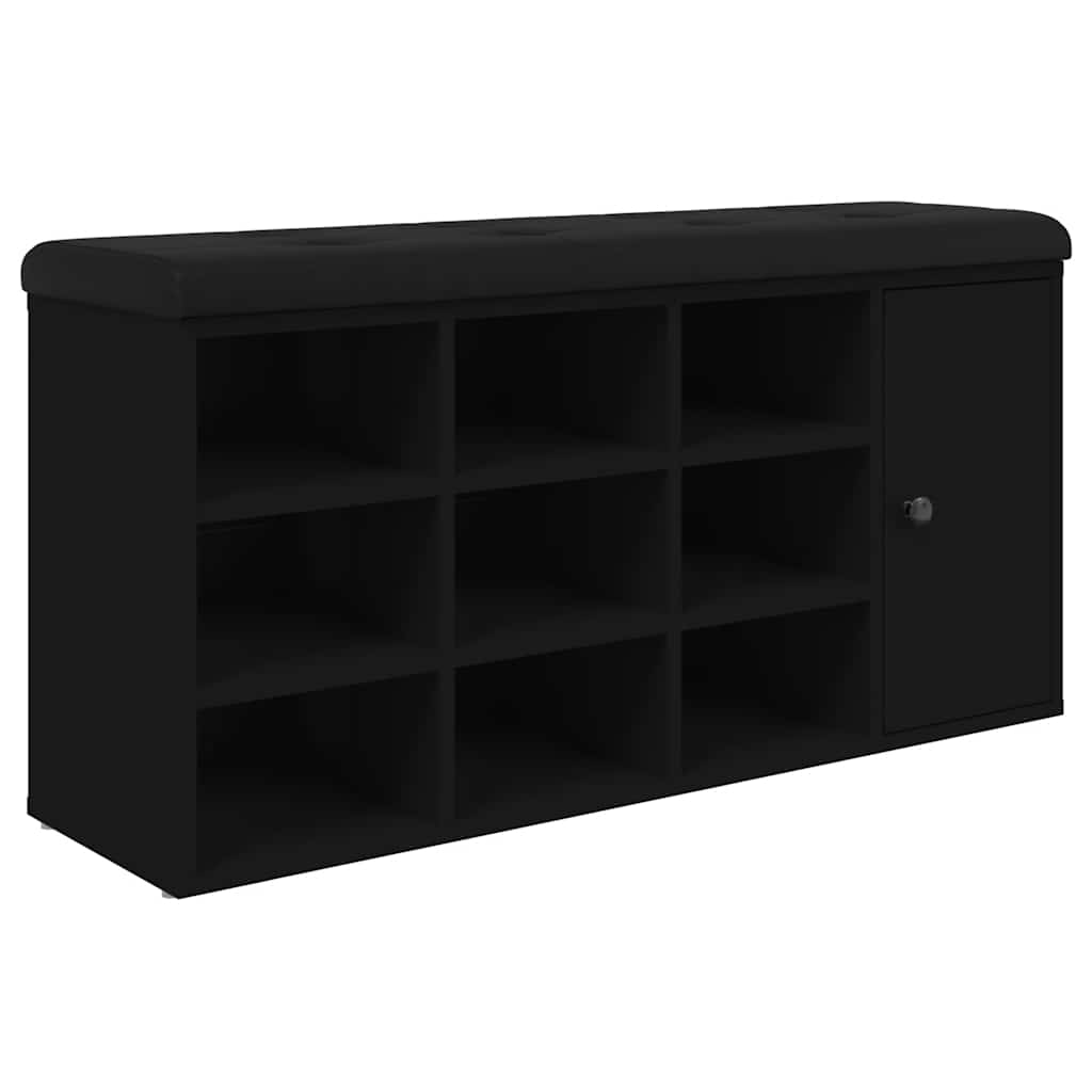 fekete szerelt fa cipőtároló pad 102 x 32 x 50 cm