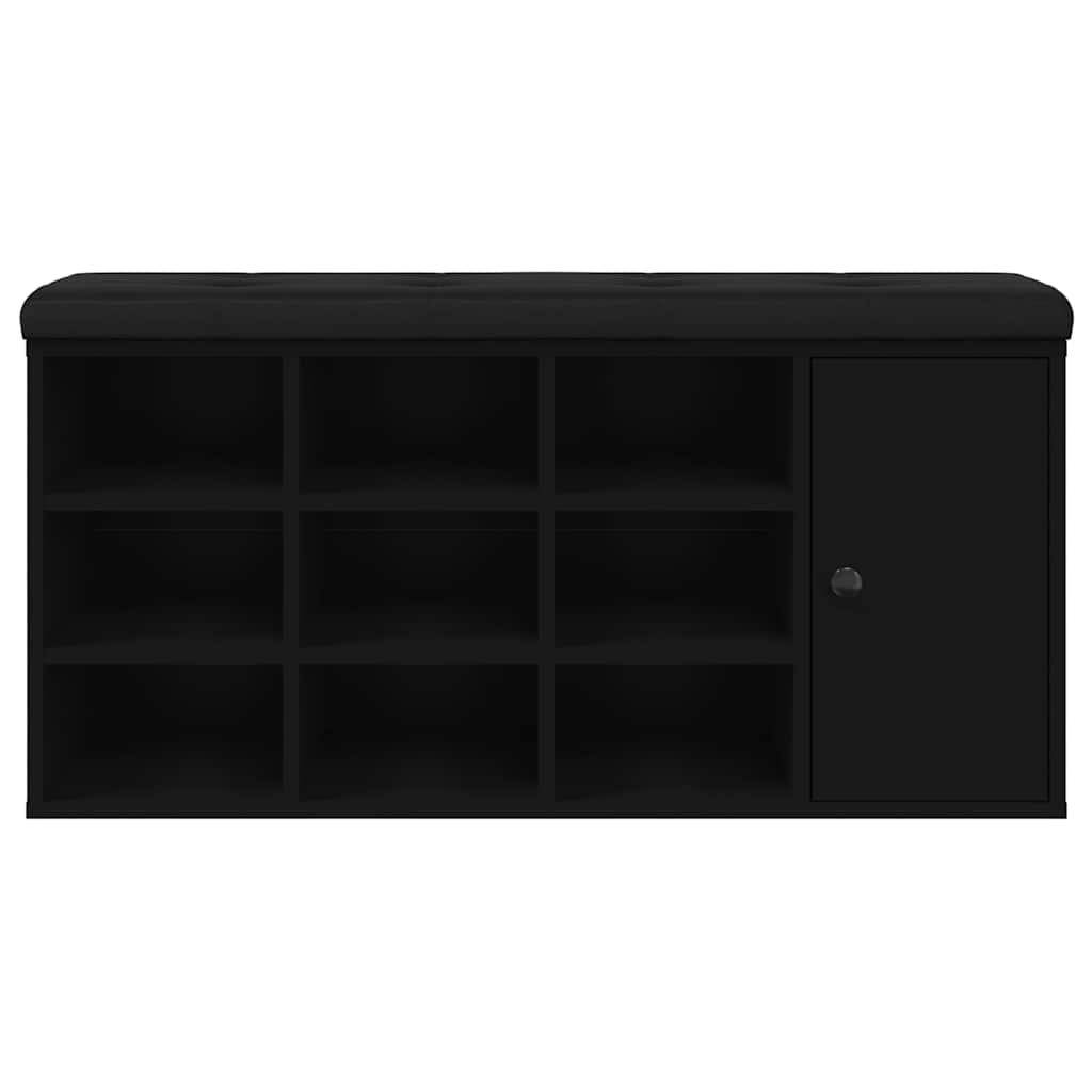 fekete szerelt fa cipőtároló pad 102 x 32 x 50 cm