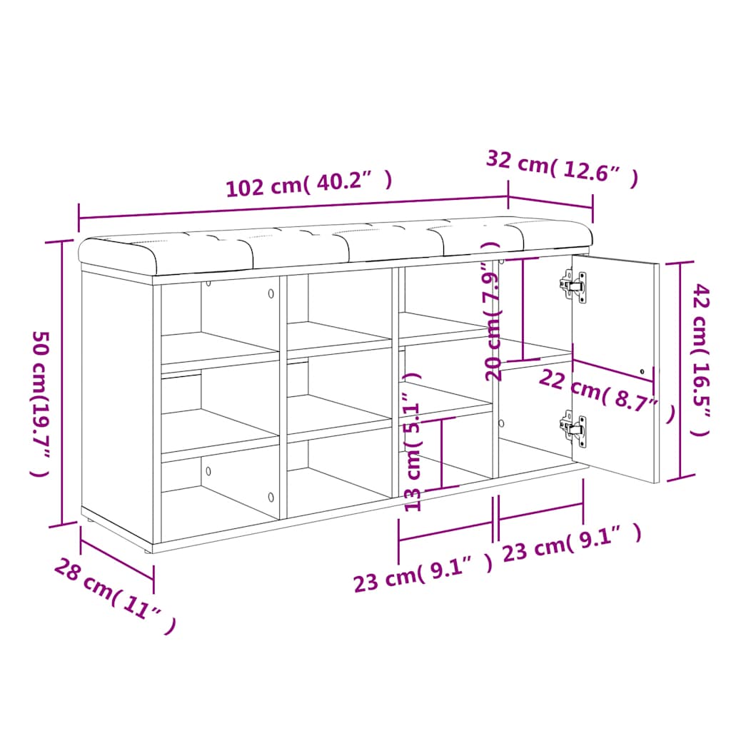 fekete szerelt fa cipőtároló pad 102 x 32 x 50 cm