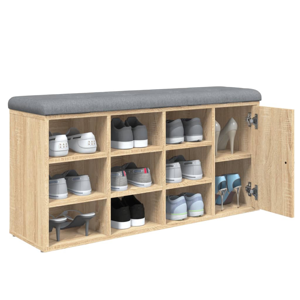 sonoma tölgy színű szerelt fa cipőtároló pad 102 x 32 x 50 cm