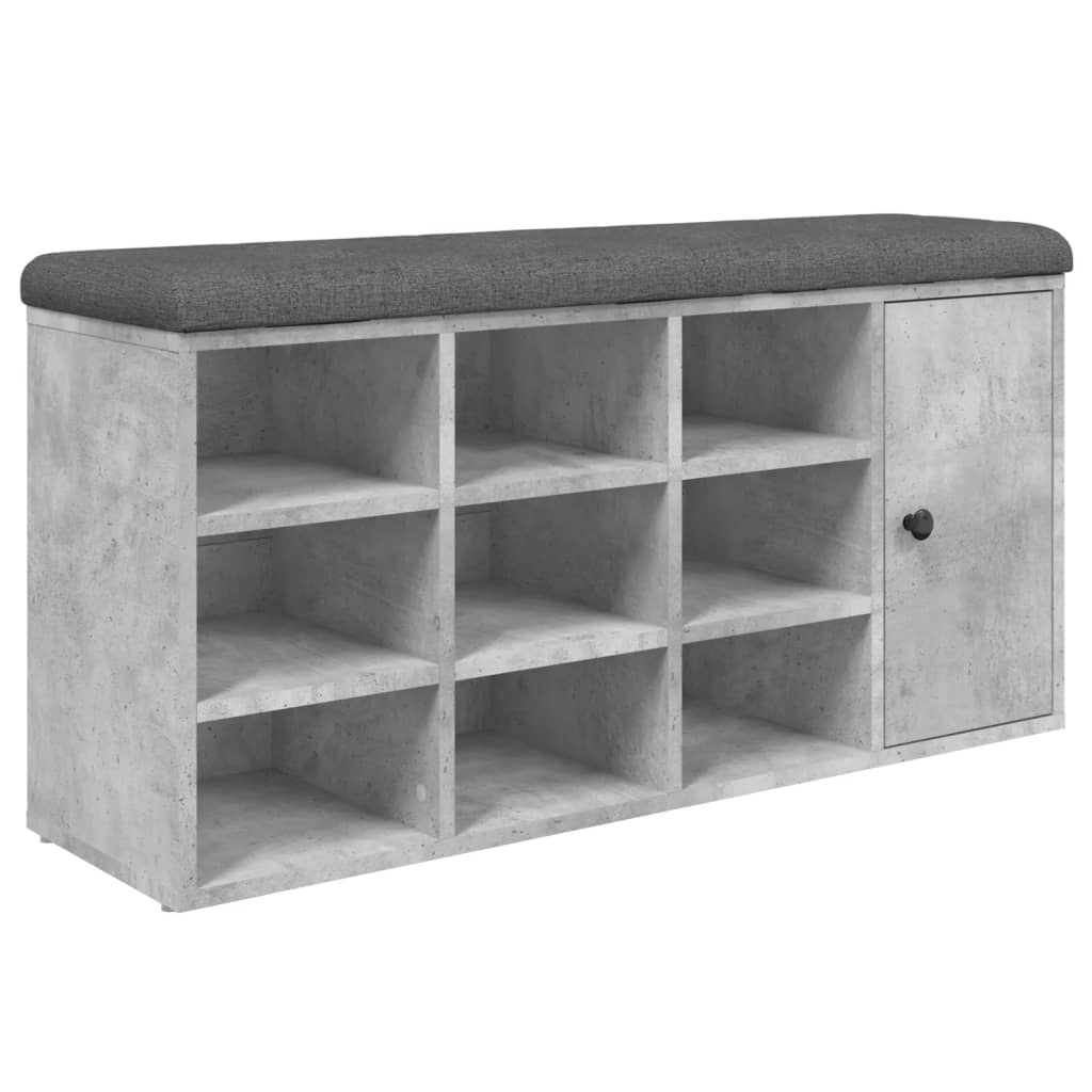 betonszürke szerelt fa cipőtároló pad 102 x 32 x 50 cm