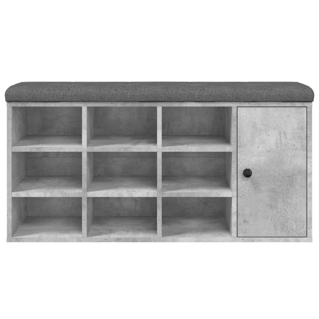 betonszürke szerelt fa cipőtároló pad 102 x 32 x 50 cm
