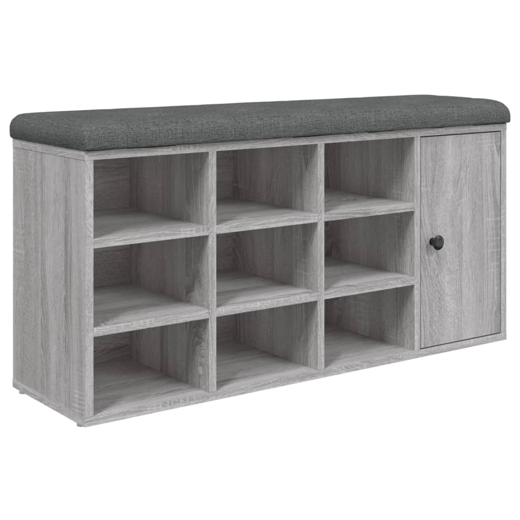 szürke sonoma színű szerelt fa cipőtároló pad 102 x 32 x 50 cm