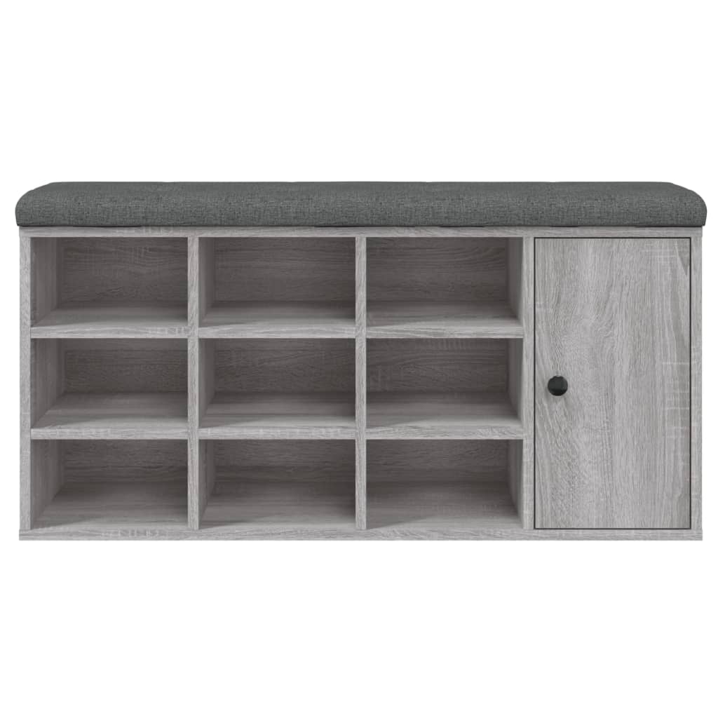 szürke sonoma színű szerelt fa cipőtároló pad 102 x 32 x 50 cm
