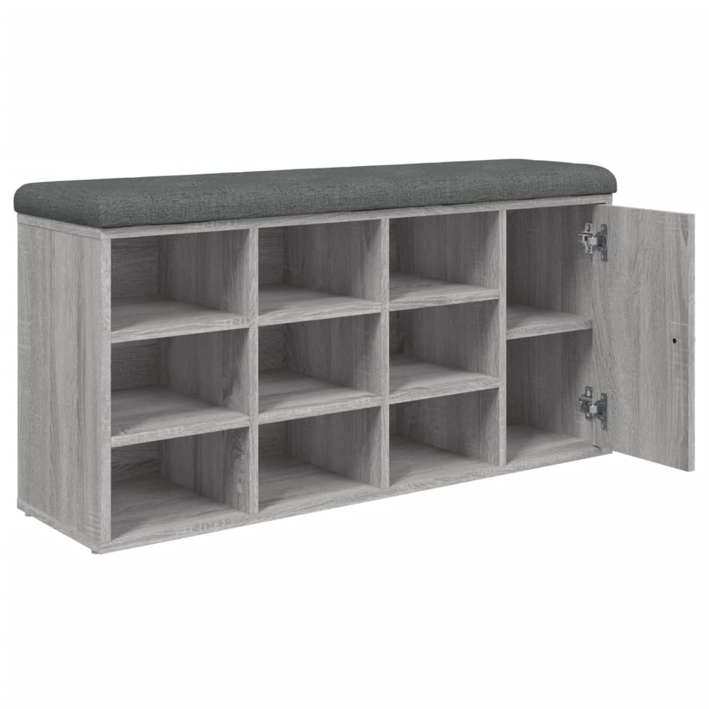szürke sonoma színű szerelt fa cipőtároló pad 102 x 32 x 50 cm
