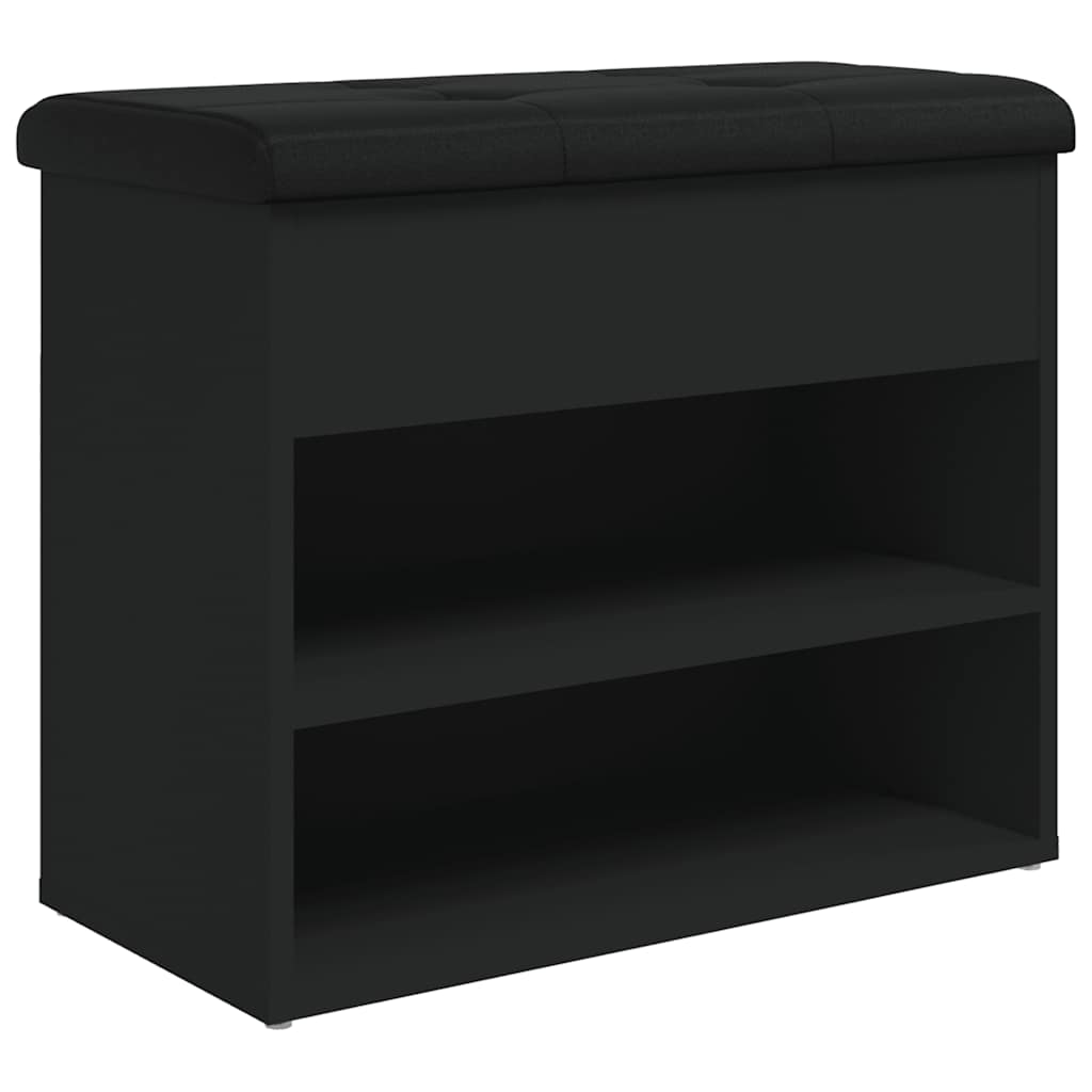 fekete szerelt fa cipőtároló pad 62 x 32 x 50 cm