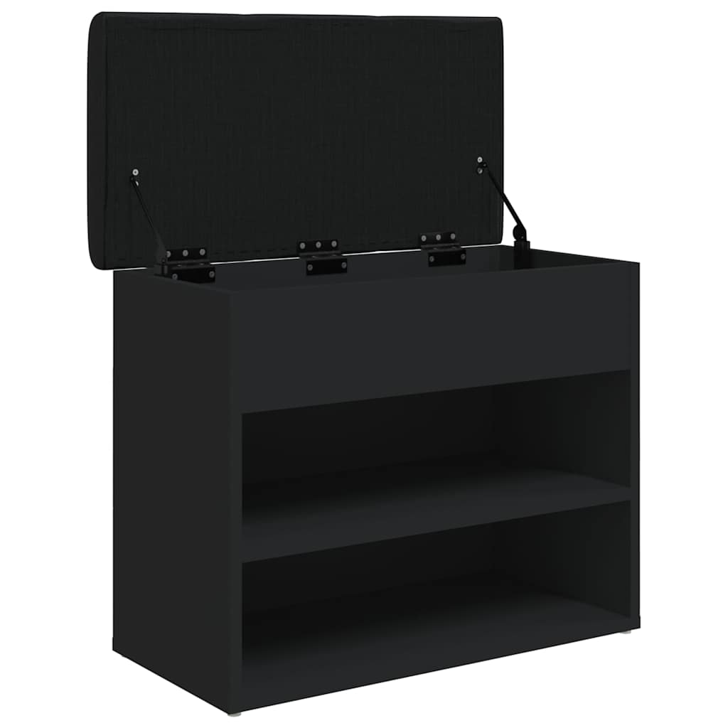fekete szerelt fa cipőtároló pad 62 x 32 x 50 cm