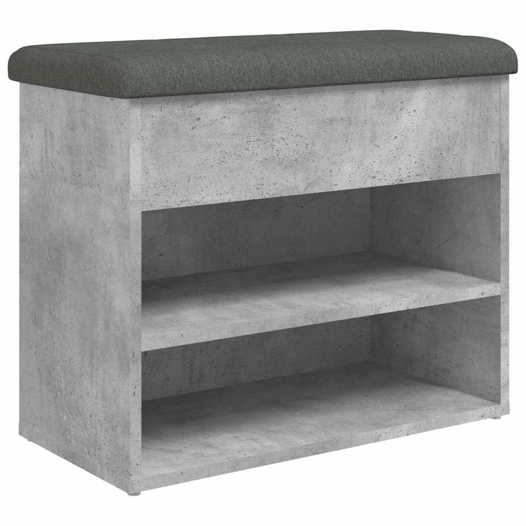 betonszürke szerelt fa cipőtároló pad 62 x 32 x 50 cm