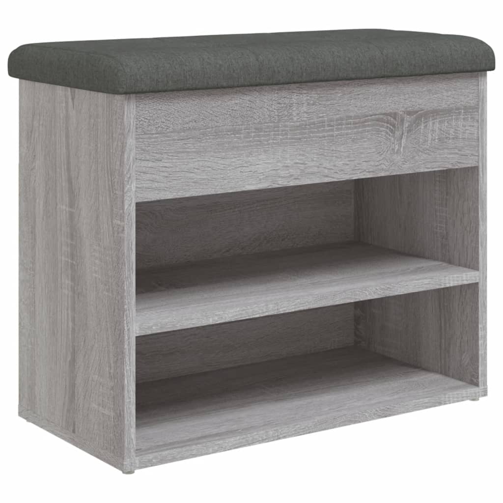 szürke sonoma színű szerelt fa cipőtároló pad 62 x 32 x 50 cm