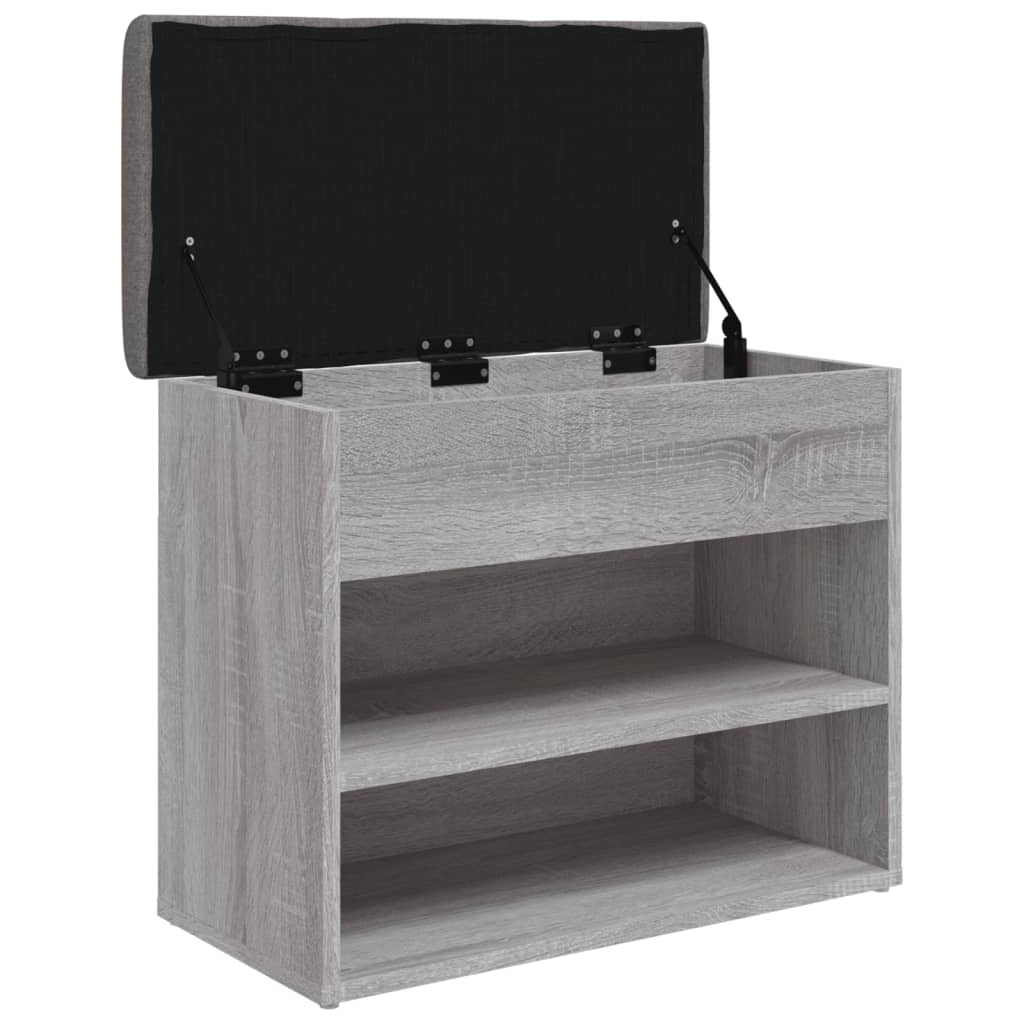 szürke sonoma színű szerelt fa cipőtároló pad 62 x 32 x 50 cm