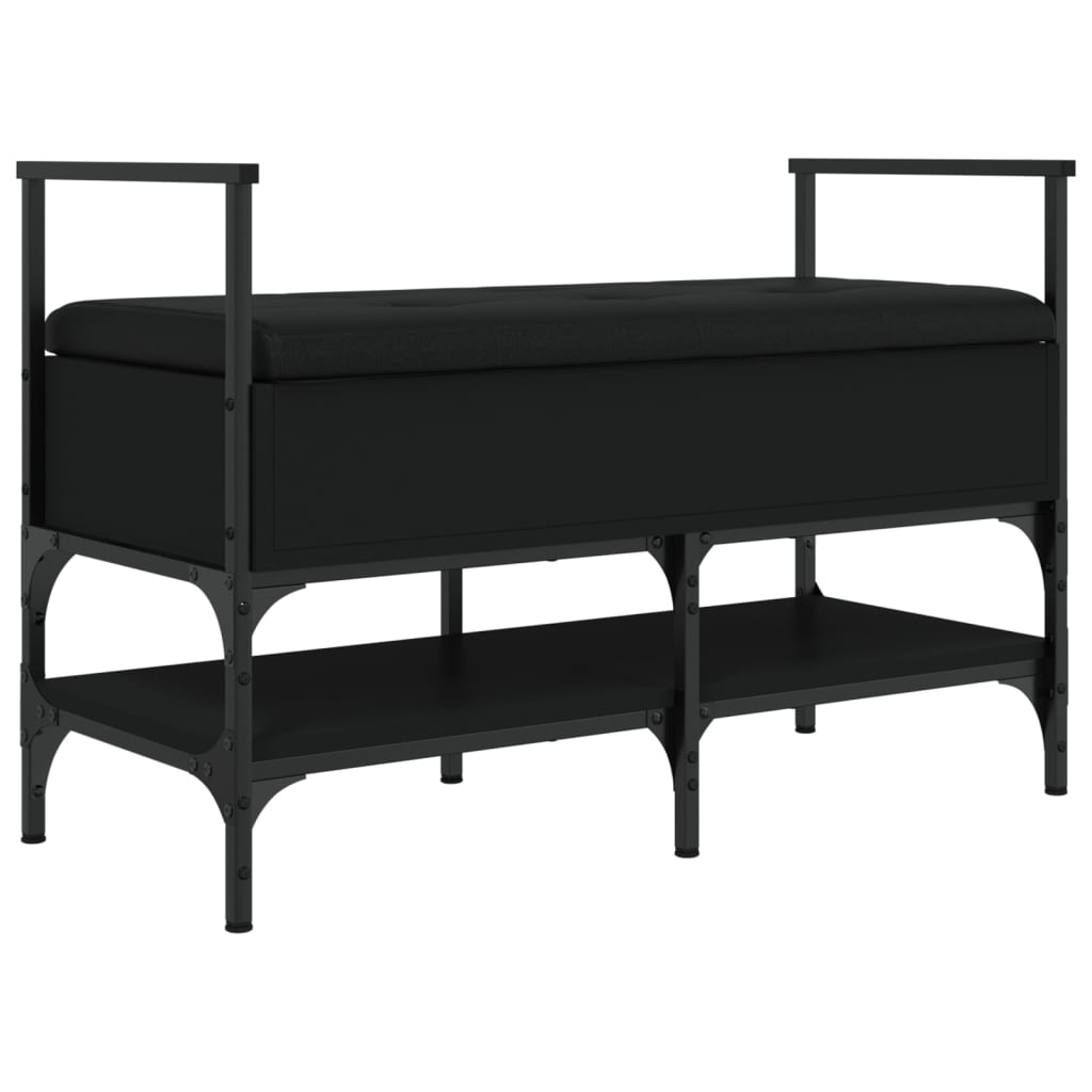 fekete szerelt fa cipőtároló pad 85,5 x 42 x 57,5 cm