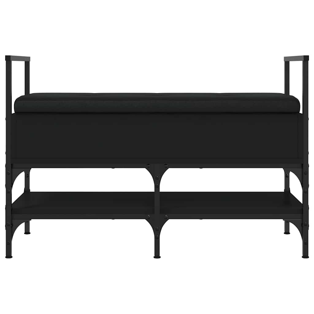fekete szerelt fa cipőtároló pad 85,5 x 42 x 57,5 cm