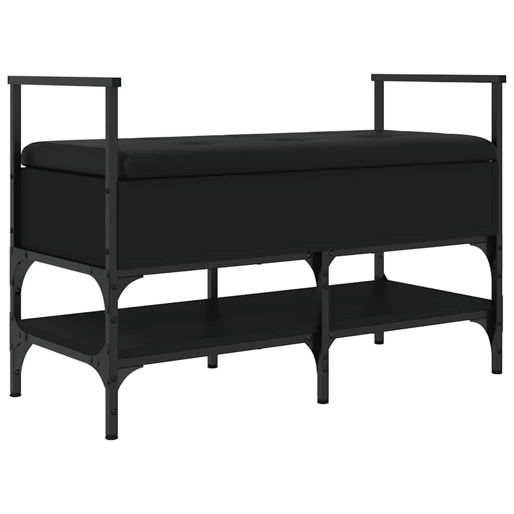 fekete szerelt fa cipőtároló pad 85,5 x 42 x 57,5 cm